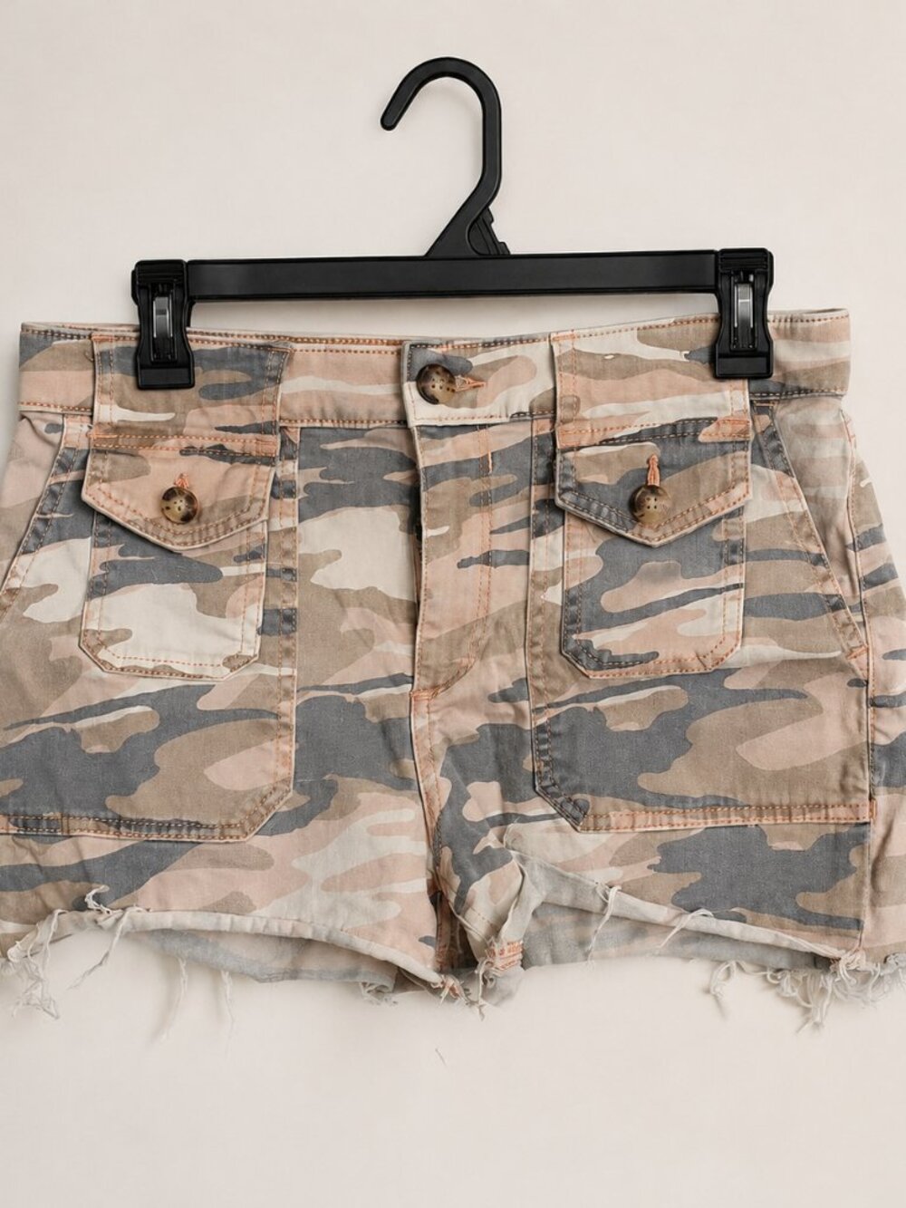 Express Pink Camo Shortie Raw Hem Shorts 6
